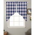 thumbnail image 2 of 4th of July Swag Valances for Windows, Independence Day Blue White Plaid Red Star Rod Pocket Sheer Valances for Small Windows, Swag Toppers Light Filtering for Kitchen Living Room 2 Panels 36''x36'', 2 of 6