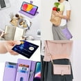thumbnail image 5 of Zipper Wallet Case for Samsung Galaxy S22 Plus, Crossbody Lanyard Shoulder Strap & Wrist Hand Strap Handbag Cover, Premium Leather 6 Card Slots Holder Kickstand Magnetic Flip Folio Case, Purple, 5 of 8