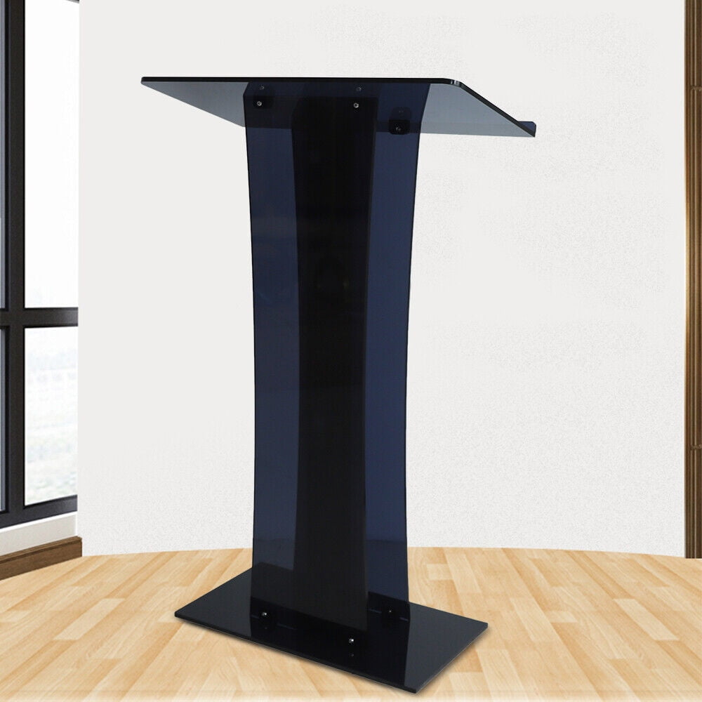 Miumaeov Acrylic Podium Clear Lectern Multipurpose Floor Standing  Pulpit for Church Lectern Wedding Restaurant Event Lightweight 23.62*15.75*43.31inch Black