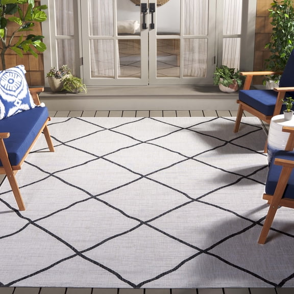 Safavieh  Courtyard Dadey Transitional Indoor/Outdoor Rug 6'7" Square - Ivory/Black
