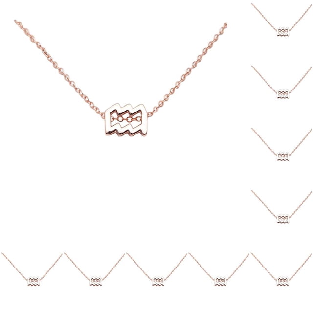 Collar de amistad Qarigey con colgante de tarjeta de exhibición para amantes Oro Rosa Acuario 10piezas