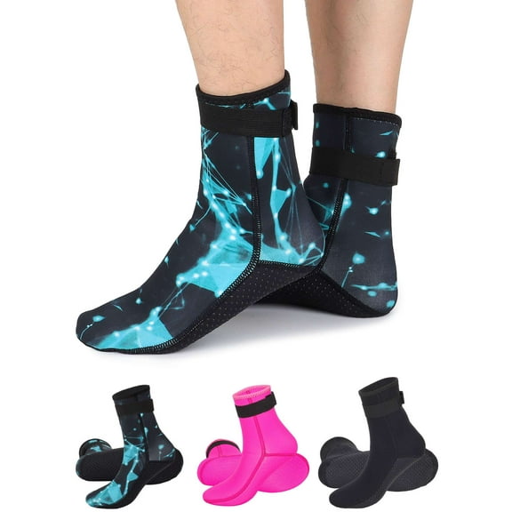 Deago Waterproof Diving Wetsuit Socks 3mm Neoprene Beach Water Socks Anti Slip for Snorkel Swim Surfing Men Women (Black, XS)