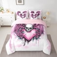 thumbnail image 2 of Manfei Pink 3D Love 7 Pieces Bedding Comforter Set,Gothic Skeleton Full Bedding Set,Romantic Flower Floral Fitted Sheet Flat Sheet For Children,Breathable Home Decor Reversible, 2 of 8