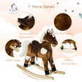thumbnail image 5 of Kids Metal Plush Rocking Horse with Nursery Rhyme Music, Soothing & Entertaining Rocker for Boys & Girls, Dark Brown, 5 of 6