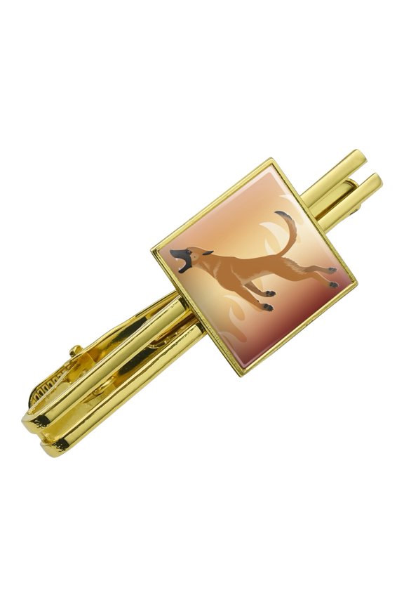 Belgian Malinois Dog Bite Training Square Tie Bar Clip Clasp Tack- Silver or Gold
