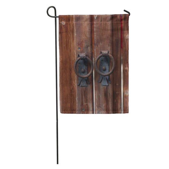 NUDECOR Brown Old Fashioned Metal Door Handle Wooden in Lahij Azerbaijan Garden Flag Decorative Flag House Banner 28x40 inch