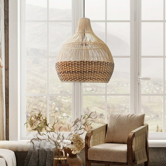 Arturesthome Paris Rattan Pendant Light Beautiful Boho Lampshade For Dining Room