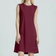 thumbnail image 5 of Summer Women's Button-Down Lapel Collar Sleeveless Dress 100% Cotton Linen Blend Casual Shift Dress with Front Pockets for Outdoor Activities,Wine 2XL, 5 of 5