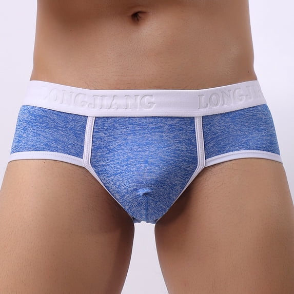 zuwimk Mens Underwear,Men's Soft Low Rise Bikini Underwear Mid Coverage Back Briefs Blue,M
