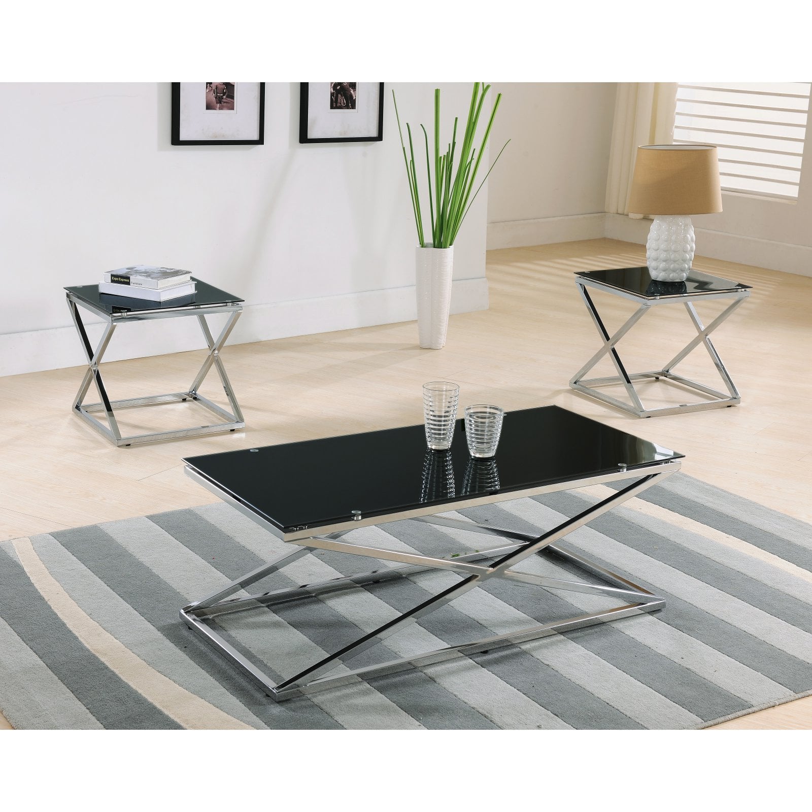 K & B Furniture T6198 3 Piece Cocktail and End Table Set