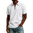 thumbnail image 2 of Men Half Zip Lapel Short Sleeve Polo Shirt Breathable Casual Chest Pocket Lightweight Solid Color Daily Tops L, 2 of 5