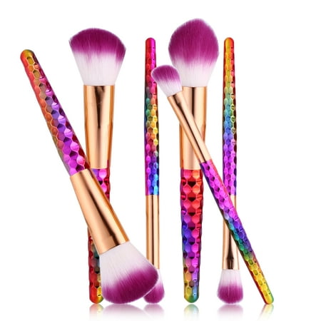 Yosoo 6PCS Colorful Makeup Brush Set Kit Foundation Contour Concealer Blusher Powder Cosmetic Tool, Powder Brush, Contour