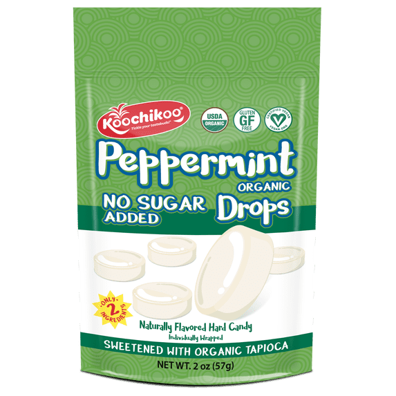 Koochikoo Sugar Free Organic Drops Pouch, PepperMint, 16 CT (Pack - 10)
