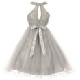 thumbnail image 3 of Dazzling Halter Neck Lace Tulle Pageant Easter Graduation Big Flower Girl Dress (50K40D) Aqua 8, 3 of 5