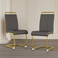 thumbnail image 3 of Kitchen Dining Chairs Set of 4, Modern PU Faux Leather High Back Dining Chair with C-Metal Legs, Dining Chairs with Upholstered Seat for Dining Room, Kitchen, 3 of 9