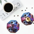 thumbnail image 4 of Disketp Colorful Frog Among Flowers Funny Coasters,4 Pcs Leather Coasters with Holder, Perfect Housewarming Hostess Gifts,Protect Furniture from Water Marks Scratch and Damage-Octagon, 4 of 6