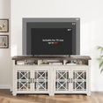 thumbnail image 3 of TROPOW Tv Stands for Living Room,Mid Century Modern Entertainment Center with LED Lights and Storage, Wooden Media Console Cabinet Furniture with Glass Door for Living Room Bedroom, Whitewash, 3 of 9