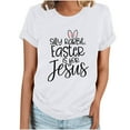 thumbnail image 2 of POTETI Easter T Shirt Bunny Easter Print Tee Shirts for Women Summer Crew Neck Short Sleeve Tops, 2 of 4