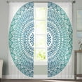 thumbnail image 3 of Turquoise Boho Semi Sheer Curtains 96 Inch Length 2 Panels Set, Retro Ethnic Teal Geometric Aesthetic Sheer Kitchen Curtain Privacy Voile Window Curtain for Living Room Bedroom Rod Pocket Drapes, 3 of 7