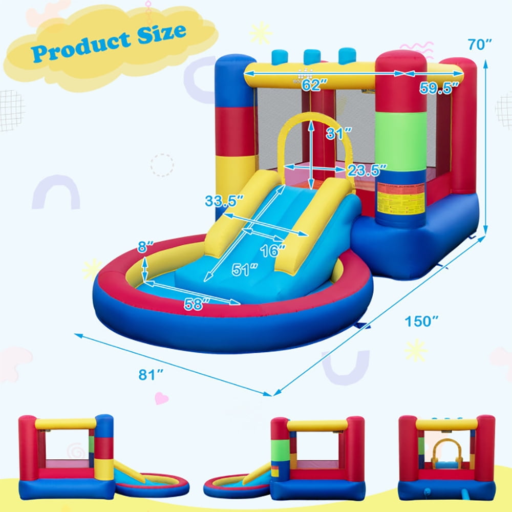 Aimee Lii 4-in-1 Jigsaw Theme Inflatable Bounce House with 480W Blower, Bounce House for Kids 3-10