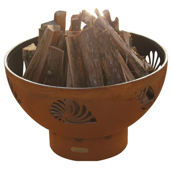 Beachcomber Liquid Propane Fire Pit Bowl Outdoor Patio Furniture Steel Firepit Iron Oxide Finish Includes Brass Burner Electronic Ignition 50lbs Lava Rock Flex Line Kit Plate and Heat Shield