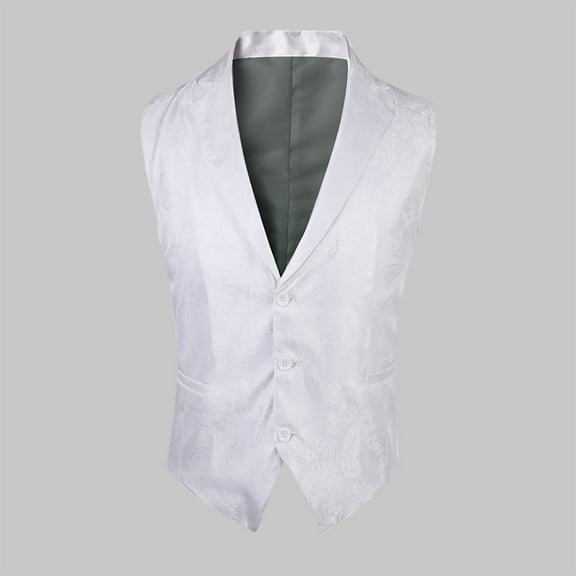 Yaoyar Men Fashion Suit Vest Printing With Detachable Pockets Formal Dress Waistcoat For Tuxedo Wedding Party Business Waistcoat Leisure Top