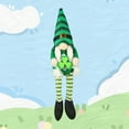 thumbnail image 5 of Hvmvliv St. Patrick's Day Striped Long Legged Gnome Doll, 15.7 Inch Tall Cotton Faceless Dwarf, Handmade Home Decor for Table & Shelf Green, 5 of 7