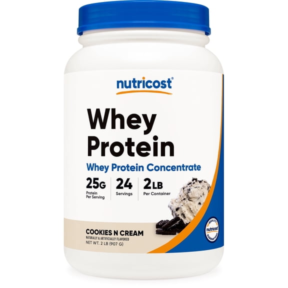 Nutricost Whey Protein Concentrate Powder (Cookies N Cream) 2LBS | 25g of Protein Per Serving, GMO-Free, 24 Servings