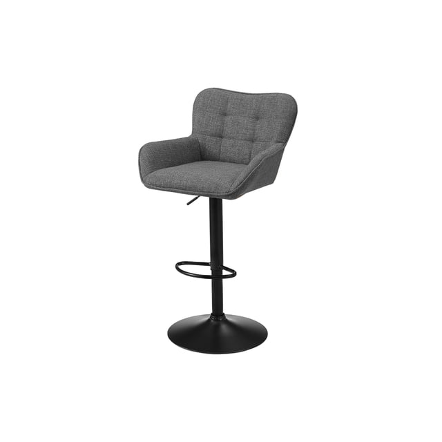 Monarch Specialties - Barstool, Set Of 2, Adjustable, Swivel, Bar Height, Counter Height, Kitchen, Grey Fabric, Black Metal, Contemporary, Modern