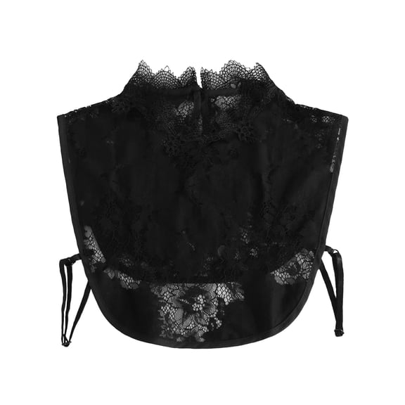 SHILINLANG Detachable Lace Dickey Collar Shirt – Elegant Faux Collar with Floral Lace Trim cleavage cover up for low neckline