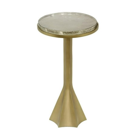 Pemberly Row Contemporary Round Aluminum Side Table in Antique Brass