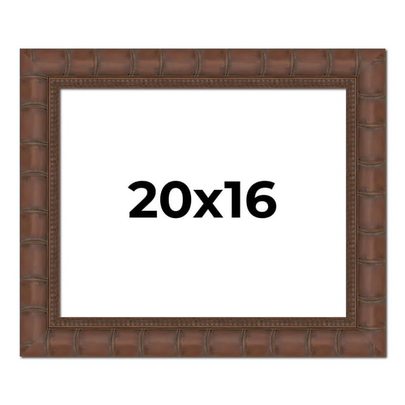 20x16 Brown Wide Bamboo Picture Frame - UV Acrylic, Foam Board Backing, Hanging Hardware