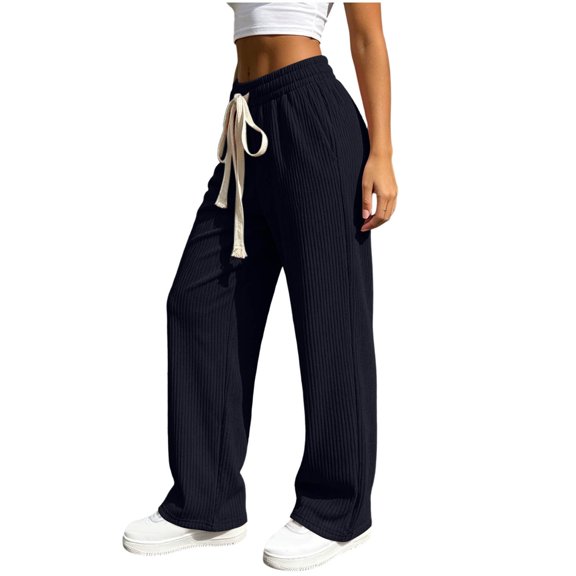 WIZUTIZ Women's High Waist Wide Leg Pants Elastic Waist Loose Fit Full Length Casual Trousers Slimming Soft Flowy Elegant Versatile Elegant
