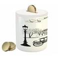 thumbnail image 2 of Sketchy Piggy Bank, Old Street Scene Carriage Horse from Twenties Historical Northern Europe Theme, Ceramic Coin Bank Money Box for Cash Saving, 3.6" X 3.2", Black White, by Ambesonne, 2 of 4