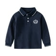 thumbnail image 2 of TOOYOU Boys Polo Shirt Toddler Kids Baby Long Sleeve Lapel Shirt Tops School Outfits Size 2-3 Years Navy, 2 of 3