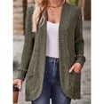 thumbnail image 4 of Cárdigan para Mujer, Suéter de Larga con Abertura Frontal y Bolsillos para Otoño e Invierno. Verde Oliva M, 4 of 8