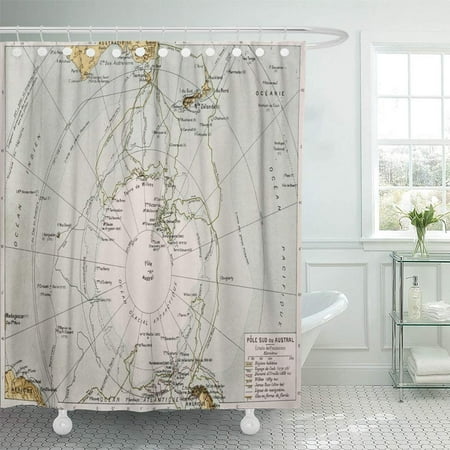 Classique Bath - KSADK Antarctic Old Map by Paul Vidal De Lablache Atlas Classique Librerie Colin Shower Curtain 66x72 inch