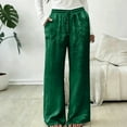 thumbnail image 4 of Zedker Womens High Waist Wide-Leg Long Casual Pants for All Seasons Loose Elastic Waist Versatile Pockets Pants with Drawstring,Green,M, 4 of 5