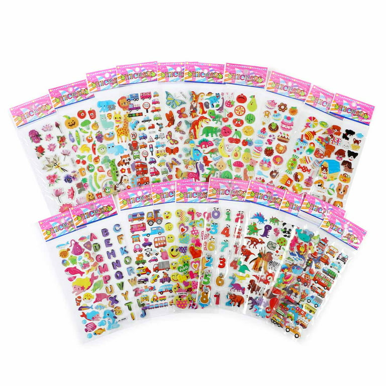 3D Puffy Stickers for Kids Toddlers Boys Girls 20 sheets, Children