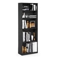 thumbnail image 2 of Furinno JAYA Book shelf, 5-Tier Bookshelf, Bookcase with Adjustable Shelves, 9.5 x 24.5 x 71.2, for Living Room, Bedroom, Home Office, Darkwood, 2 of 5