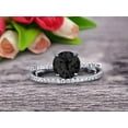 thumbnail image 1 of Round Cut 2 Carat Stacking Matching Band Black Diamond Moissanite Engagement Ring Bridal Set Anniversary Gift 10k White Gold, 1 of 5