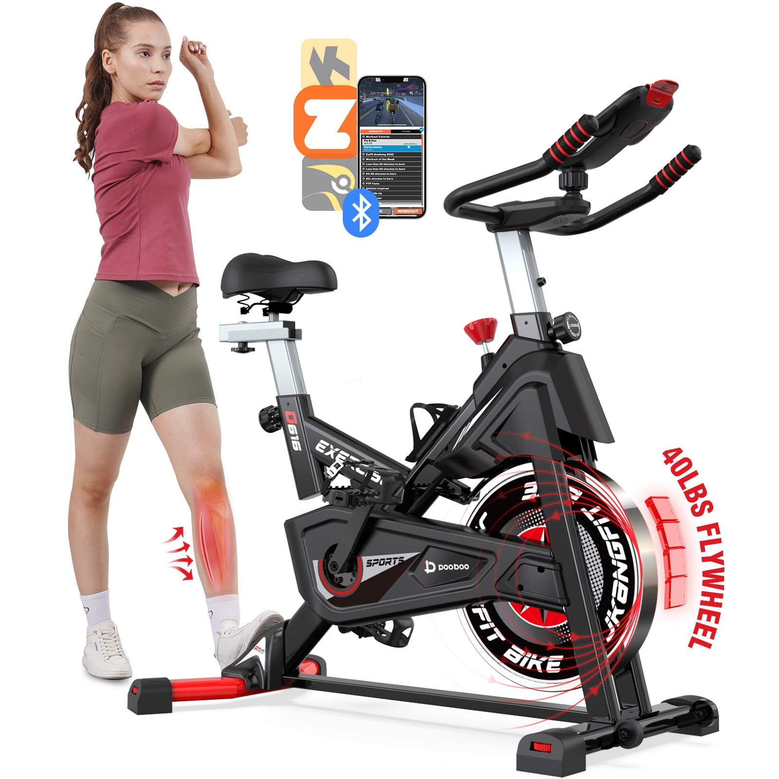 siete y media sin septiembre POOBOO Indoor Cycling Bike Exercise Bike Bluetooth Stationary Bike  Heavy-duty Flywheel with Silent Magnetic Resistance 100 Levels for Home Gym  Exercise - Walmart.com