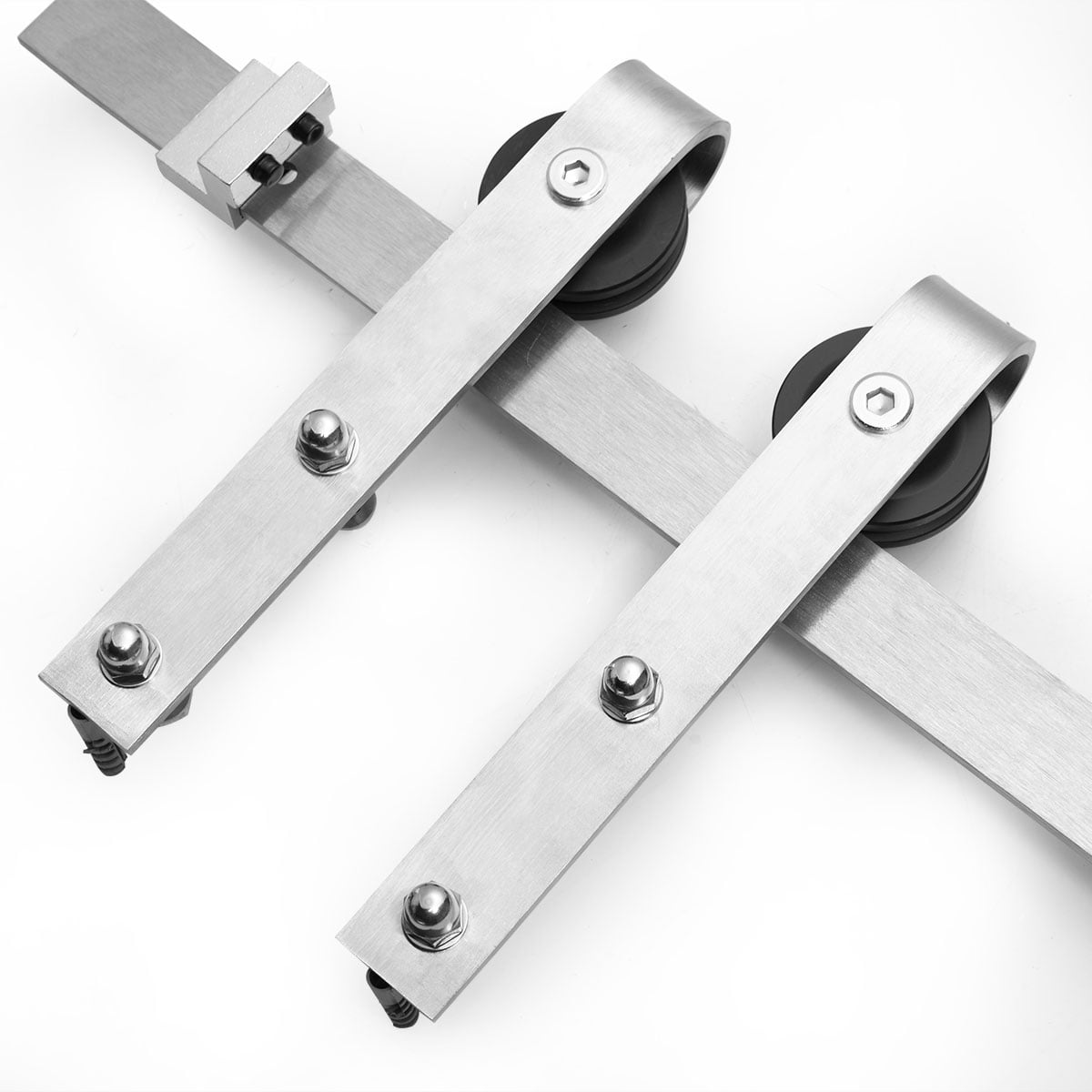 Kepooman 6.6 ft Rustic Sliding Barn Door Hardware Kit, Roller Track Set - Silver Kepooman 6.6 ft Rustic Sliding Barn Door Hardware Kit, Roller Track Set - Silver