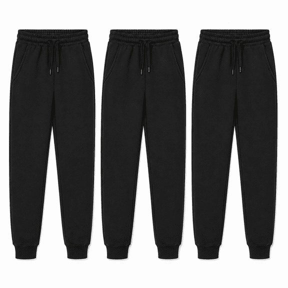 DARESAY Boys Athletic Sweatpants, 3-Pack Fleece-Lined Jogger Pants with Pockets and Drawstring, Sizes 4-16
