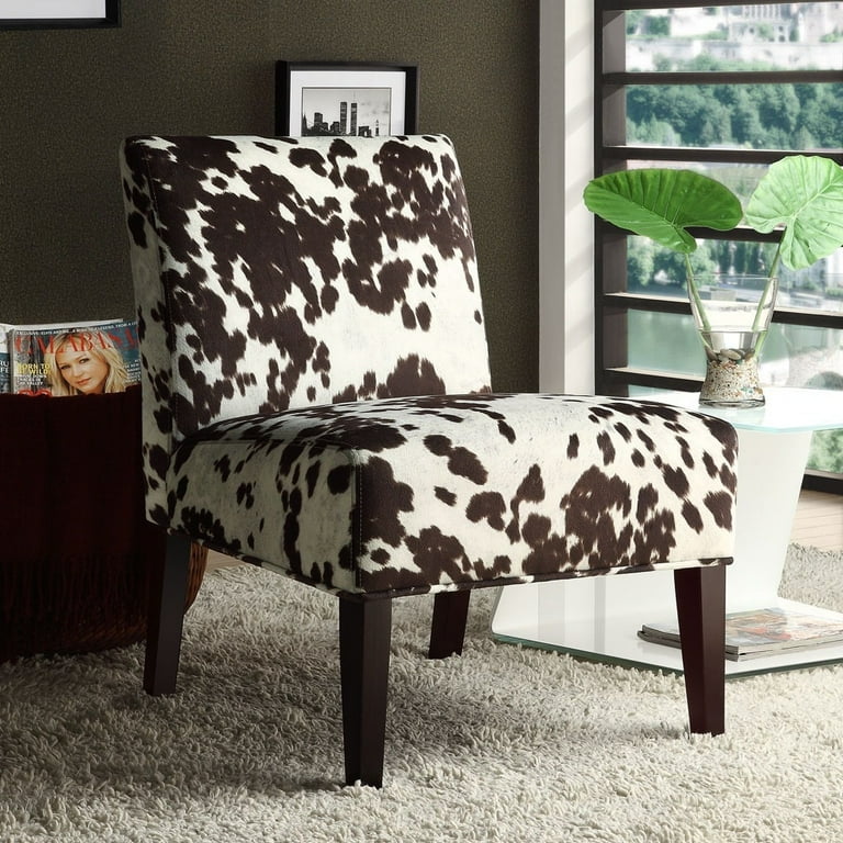 Chelsea Lane Maxfield Cowhide Print Lounge Accent Chair Brown