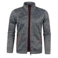 thumbnail image 2 of Men's Full Zip Up Sweatshirt Without Hood Fall Fashion Jackets Zipper Mock Neck Coat Casual Long Sleeve Top With Zipper Pockets Dark Gray XL, 2 of 4