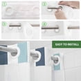 thumbnail image 3 of No Hook Shower Curtain with Snap in Liner, Navy Blue Teal Geometric Stripes Curtain Set See-Through Top Double Layers Gradient Line Minimalist Style Shower Curtains for Bathroom Decor, 72x72in, 3 of 9