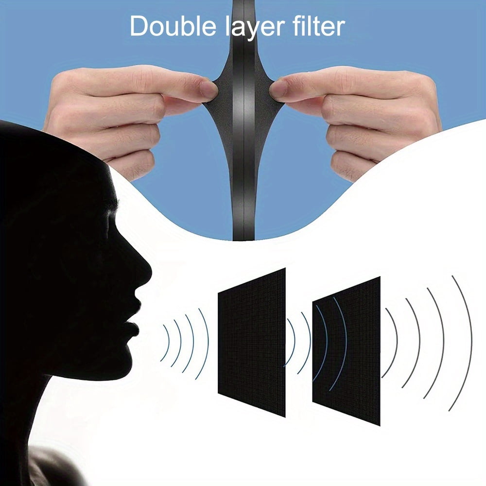 2pcs Black Double-Layer Mesh Microphone Pop Filter - Ideal for Voice Recording And Live Streaming, Includes 360° Adjustable Gooseneck Clamp Stabilizer Arm, Compatible with Microphones