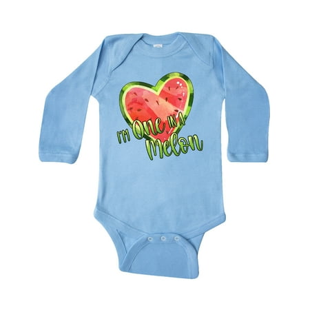 

Inktastic I m One in a Melon- Watermelon Heart Gift Baby Boy or Baby Girl Long Sleeve Bodysuit