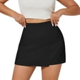 thumbnail image 2 of Only Moment Tennis Skirts for Women with Shorts Polyurethane Fiber Solid Casual Boho Ruffle Tiered Skorts High Waist Mini Skirts Golf Tennis Crochet Shorts Skorts for Wowomen with Pockets Black,S, 2 of 7